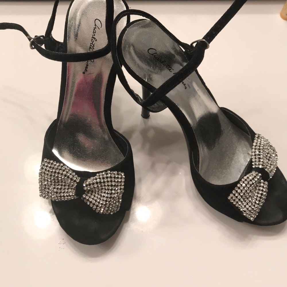 Rhinestone bow dress heels/ stilletos